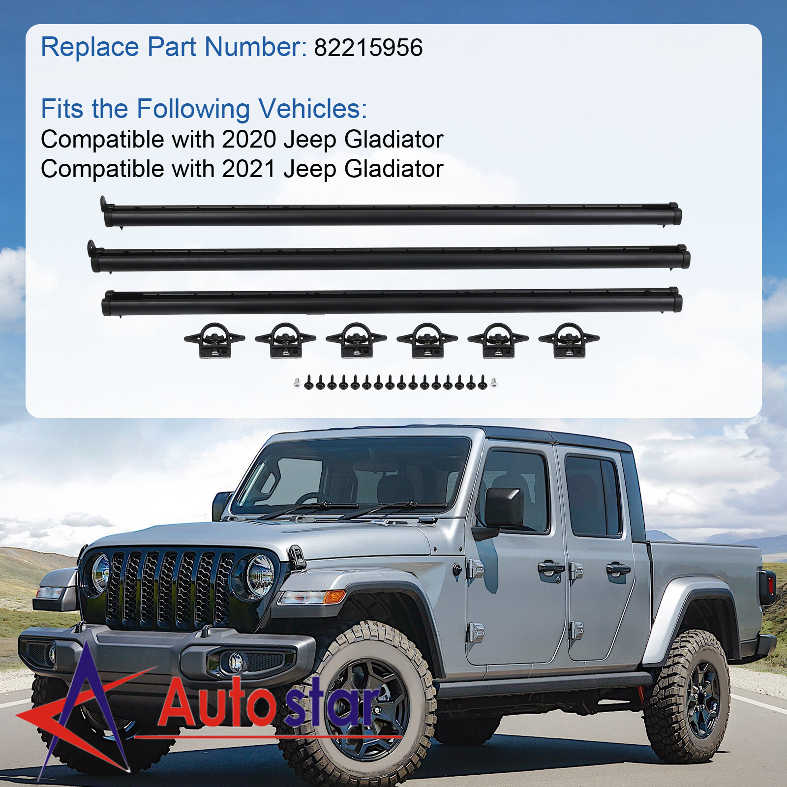 Kit utilitario Rail Trail Rail JT 82215956 negro para Jeep Gladiator JT 20202021 689908244480