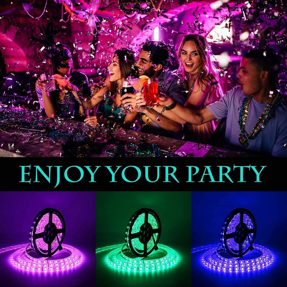 5M RGB LED Strip Light SMD 5050 Waterproof Color Changing Tape Light 300 LEDs - Image 2 of 4