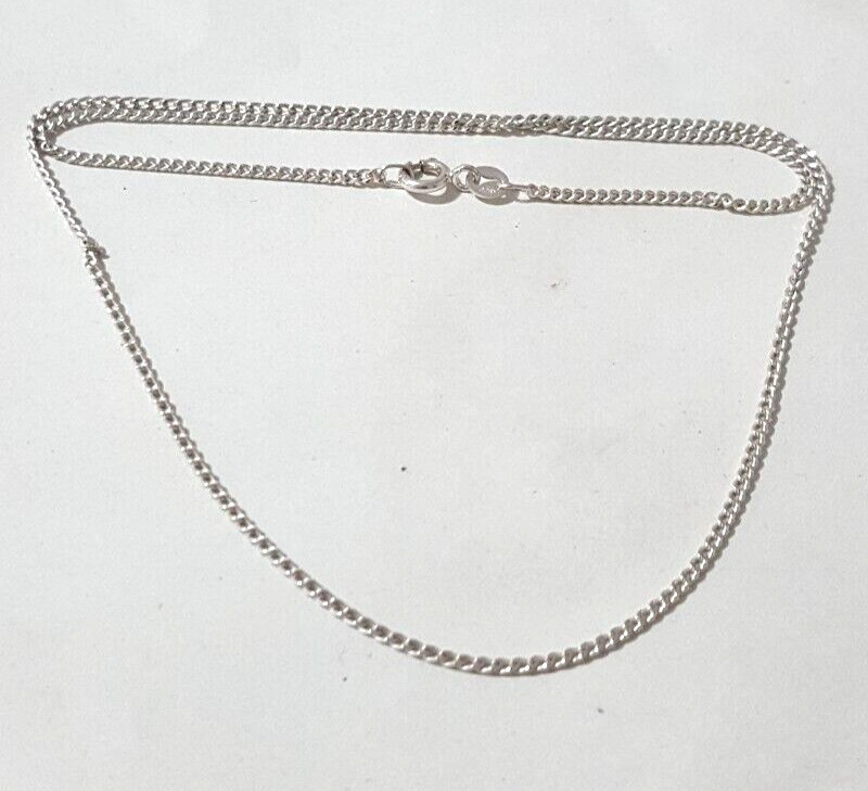 Gorgeous Sparkling Curb Chain Necklace 46CM Long 925 Silver 3.50 g #20869