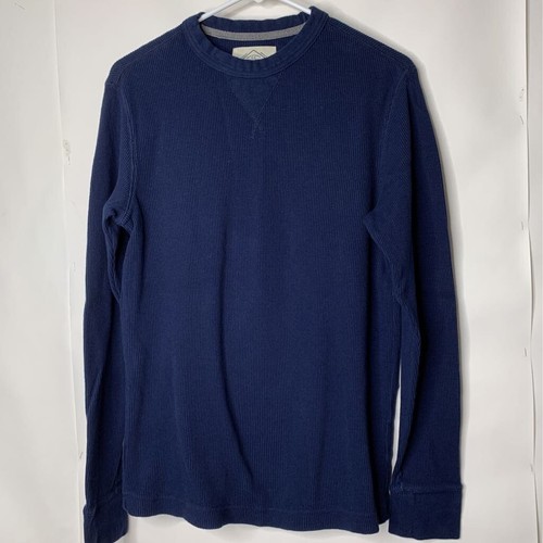 T-Shirt Blue Long Sleeve Waffle Knit 