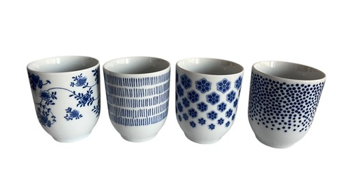 Set/4 Ikea ENTHUSIASM Tumbler Mug Cup Porcelain Blue 4" High Christmas Gift - Picture 2 of 12