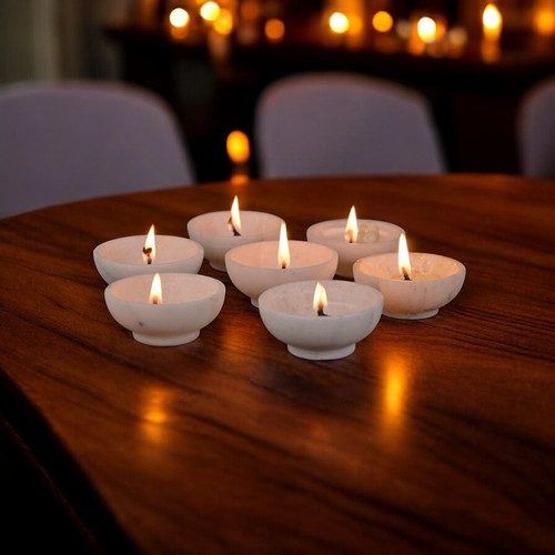 Lampada a olio marmo fai da te 10 pezzi Diwali Puja regali casa indù tempio Deepak - Foto 2 di 7