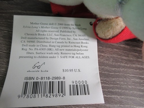 Sylvia Long's Mother Goose Mary Had A Little Lamb Bunny 6.5" Plush Doll 2000 NWT - Picture 6 of 9