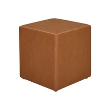 18” Warren Ottoman Square Faux Leather Bench, Stationary Ottomans, Backless C...