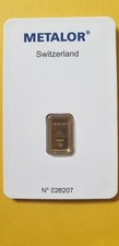 Metalor Pure Gold Bar 1 Gram Sealed XRF tested 3126.52 per troy oz