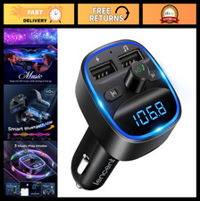 Bluetooth FM Transmitter Car Kit, Wireless Radio Adapter, Dual USB Charger, Hand