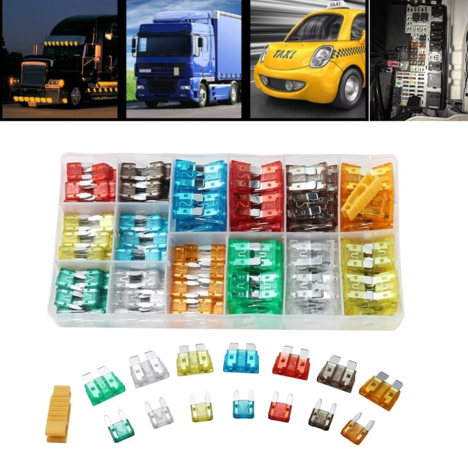Kit surtido de 220 piezas de fusibles para automóvil tipo hoja fusibles automotrices para automóvil SUV RV camión Foto 2 de 4