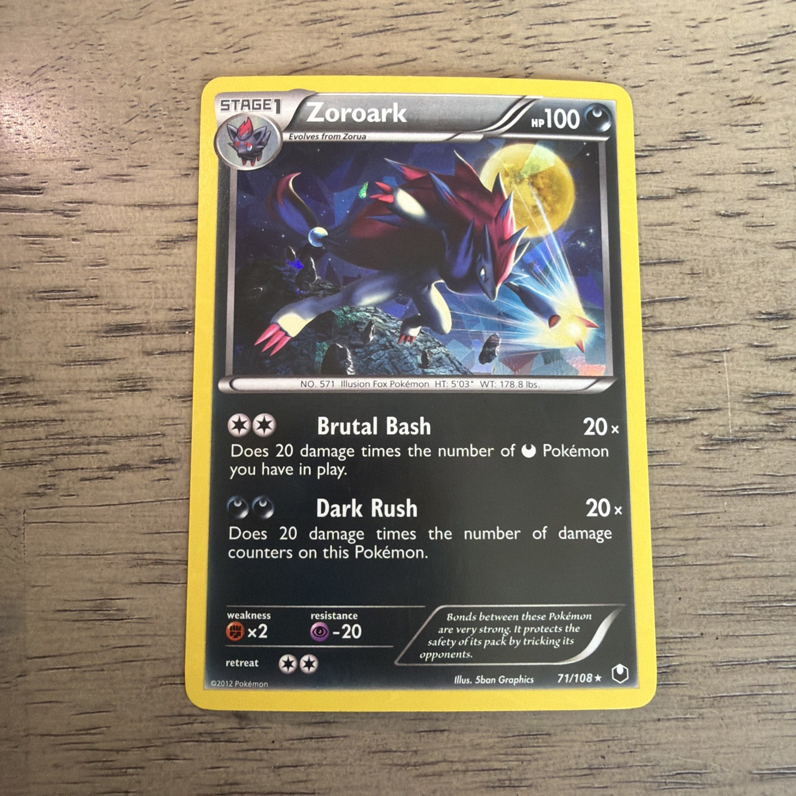 Pokémon TCG Zoroark Cracked Ice Holo Dark Explorers Card 71/108 LP