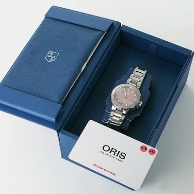 Oris Aquis Pink Shell Dial 0173377704158 Automatic SS Box Papers