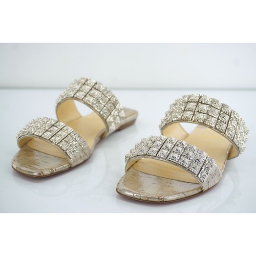 Christian Louboutin Myriadiam Embellished Cork Double-strap Slide Sandals SZ 36 - Picture 7 of 8