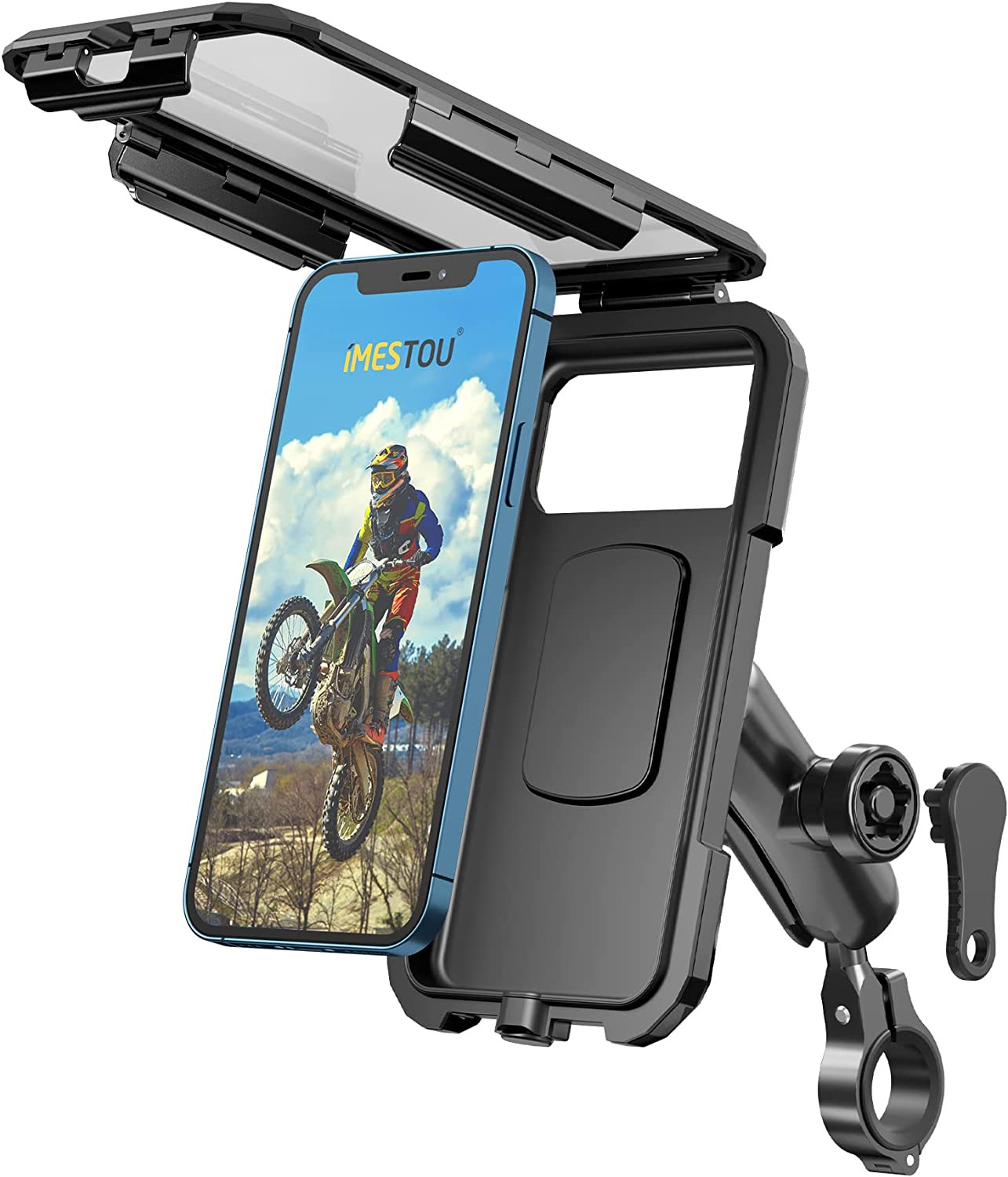 Imestou Anti-Theft Waterproof Motorcycle Phone Holder Bike Phone Mount 1" Ball H