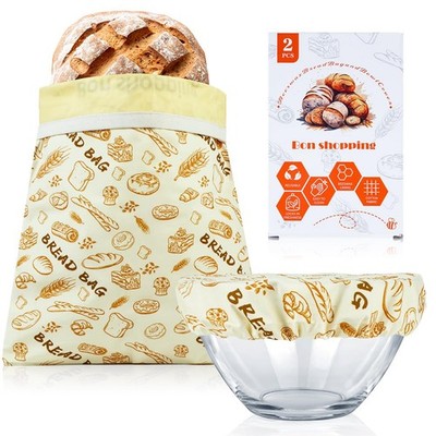 Beeswax Bread Bags for Sourdough - Large Reusable Organic Cotton Sourdough Ba...