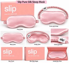Sleep Mask Slip Pure Silk   Pink  100 Mulberry, Soft, Light-Blocking, Adjustable