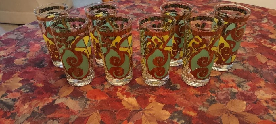 Ocho vasos modernos de mediados de siglo 22k Georges Briard limón y lima Highball - Raros Foto 3 de 4