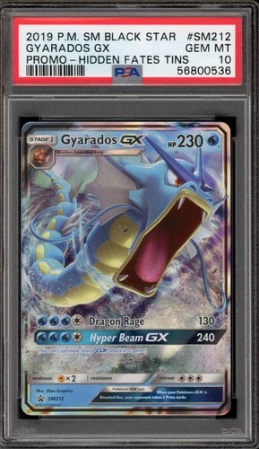 Pokemon Gyarados GX Hidden Fates Tins Black Star Holo Promo SM212 PSA 10