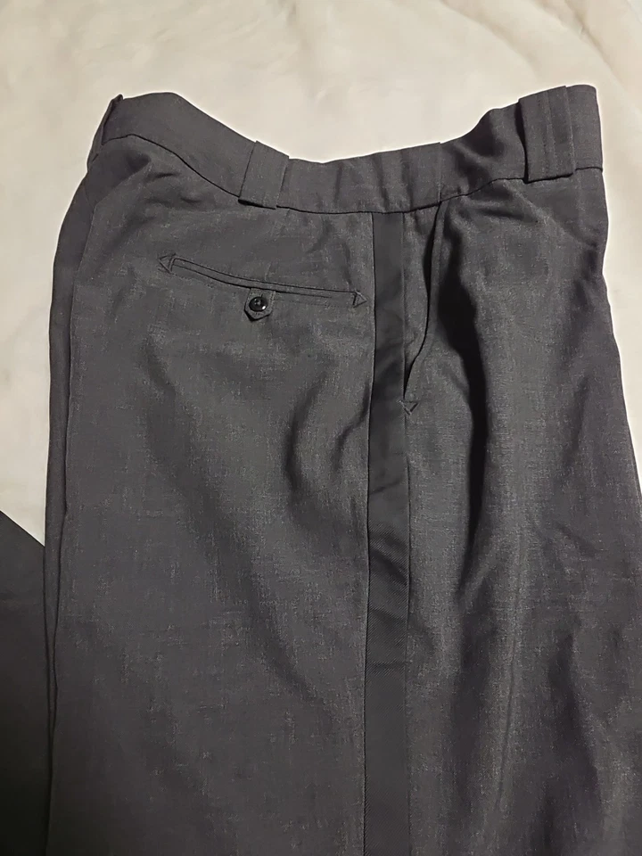 Mens 42 Reg Flying Cross Uniform Pants,  Gray With 1 Inch Black Stripe, Unhemmed - Image 2 of 4