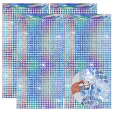 4PCS Foil Fringe Curtain, Glitter Silver Block Tinsel Backdrop Disco Backdrop...