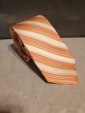 Express Mens Silk Neck Tie peach White Stripes 60" Long 2 3/4" Wide Office