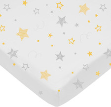 100 Natural Cotton Fitted Pack and Play Sheet 39" X 27" - Soft Breathable Pac