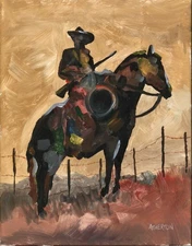 Atherton 11x14 Original Expressionism Acrylic Painting "DESERT SENTINEL" signed