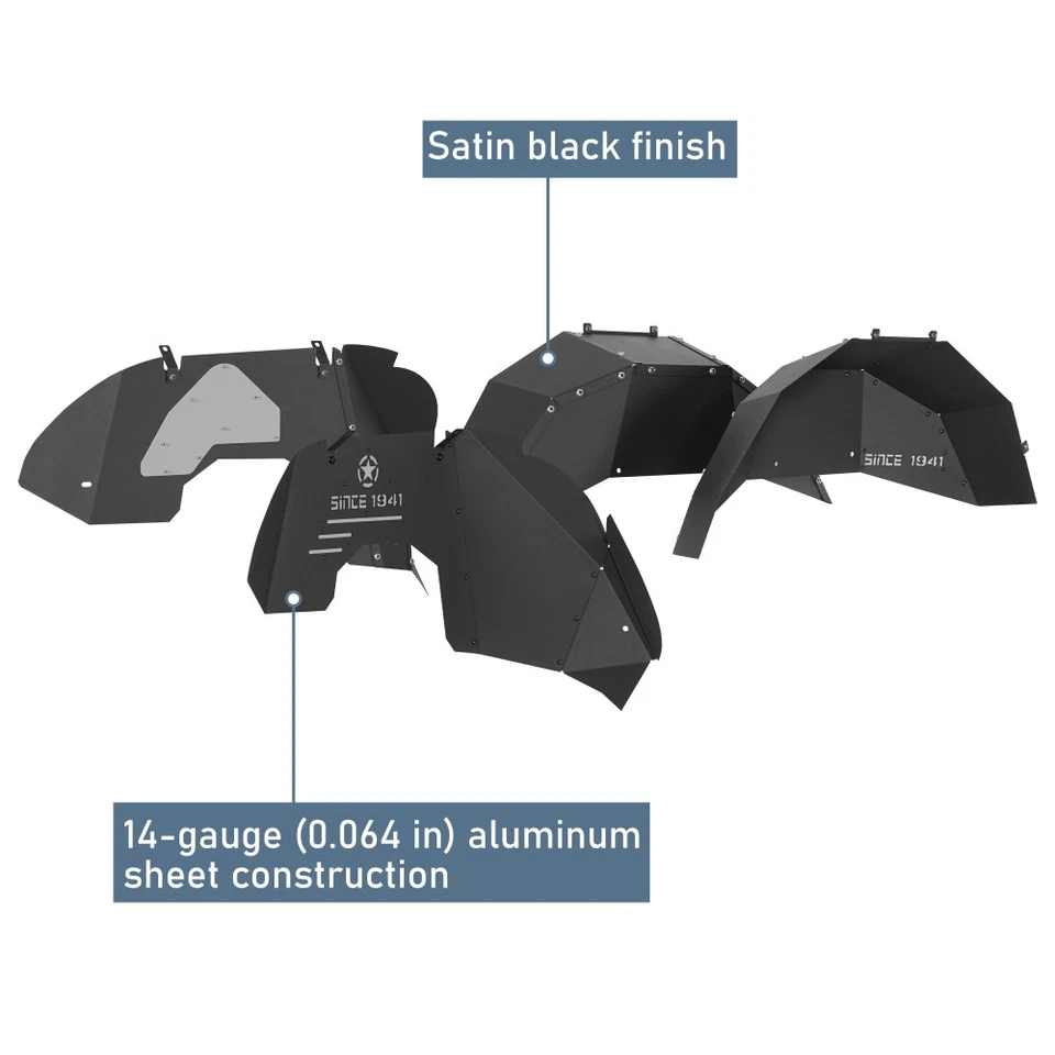 Forros interiores delanteros traseros negros de 4 piezas para Jeep Wrangler JL JLU 2018-2025 Foto 3 de 4