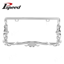 Usa Size Universal Pvd Chrome 3d Hell Fire Plastic License Plate Frame Cover