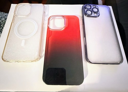 Set Of Three (3) iPhone 13 Pro Max Phone Cases Magnetic Tt Red Purple Clear