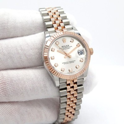 Rolex 278271 Datejust 18K/SS with Silver Diamond Dial on Jubilee