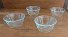 VTG Set of 4 PYREX CLEAR GLASS with GREEN TINT BOWLS