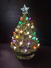 Raz Import Green Iridescent Lighted Battery Powered Multicolor Christmas Tree 8"