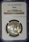 1955 Franklin Half Dollar 'Bugs Bunny' MS 64 NGC Toned (2632653)