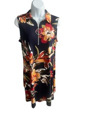 MSK Black Multi Floral Zip Front Sleeveless Shift Dress S