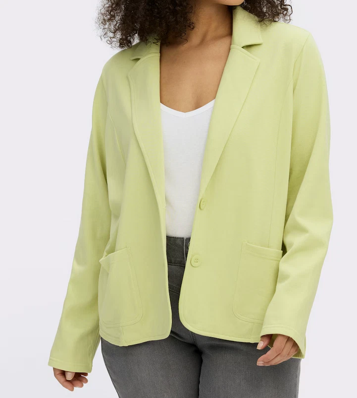 470324 Sheego Damen Blazer Shirtblazer Sweatblazer pistazie NEU Gr. 40 - 58 - Bild 1 von 2