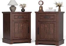 BonVache Bedside Table Set of 2, Side Table, Country Style Nighttable Set with D