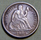1886 United States Seated Liberty Silver Dime - XF Choice High Grade - Lot 283