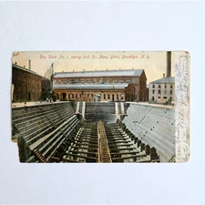 Antique Postcard Navy Yard Brooklyn New York Boat Ship Nautical Vintage USA 1911