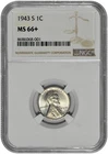 1943 S 1c Lincoln Steel Wheat Cent NGC Graded MS 66+ in New Holder