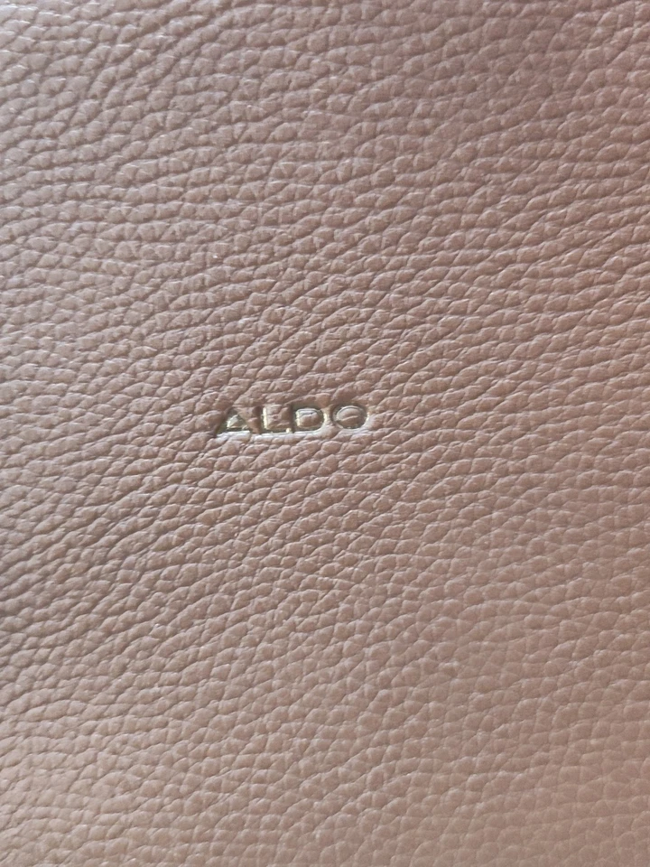 ALDO Brown Pebble Leather & Faux Wool Fur Backpack Purse Gold Hardware NEW W TAG - Image 4 of 4