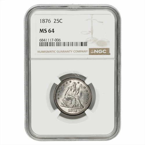 1876 Seated Liberty Quarter 25C NGC MS 64