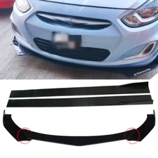 Front Bumper Lip Splitter Spoiler Body Kit +Side Skirt For Hyundai Accent S