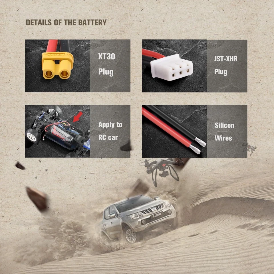 LiPo Akku 3S 11.1V 650mAh 80C XT30 für RC Drohnen, Flugzeuge und Autos - Bild 3 von 3