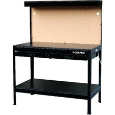 Workbench Work Bench Light Garage Home Workshop WORKPRO Tool Storage Wood Table