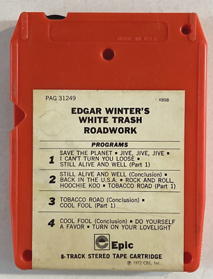 Edgar Winter's White Trash Roadwork 8 Track Stereo Tape Cartridge Blues  Rock