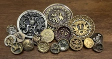 Antique & Vintage Lot of 18 Metal BIRD Buttons - 1/2" to 1-7/8" (A-C13)