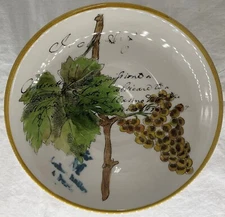 Vintage Ceramica Cuore Serving Dish with Grapes in Autmn Made in Italy