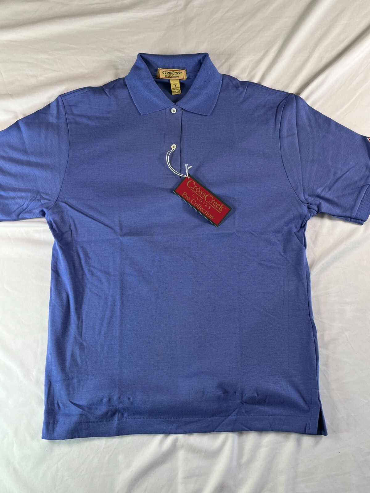 Vintage Cross Creek Blue Polo Shirt Small Women Golf Appleton Mills USA Logo New