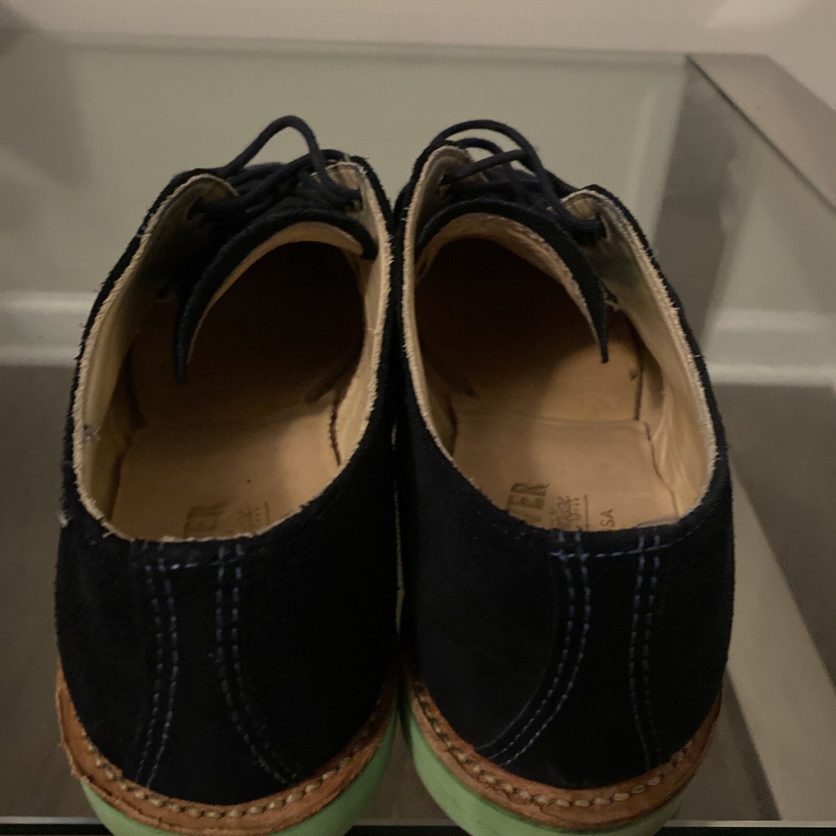 Walk-Over Navy Lime Green Suede Nubuck Oxford Dress Shoes Mens 11.5 Deion Navy/Green Suede Derby Sneakers main image 3