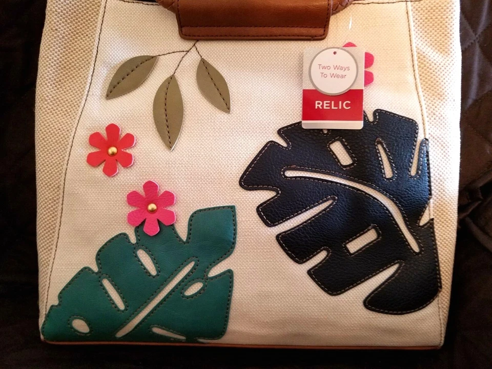 Nuevo Bolso Bandolera Reliquia Tropical Marrón Tostado Adornado Fiona Palmeras Floral Foto 2 de 4