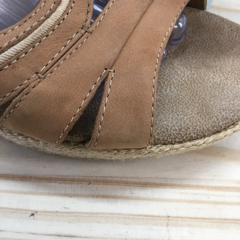 Sandalias Clarks Mujer 11 M Cuña Alpargata Cuero Marrón Punta Abierta Informal Hebilla Foto 3 de 4