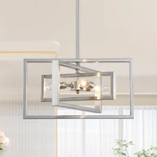 Brushed Nickel Chandelier 3-Light Modern Pendant Lighting Fixtures Semi Flush Mo